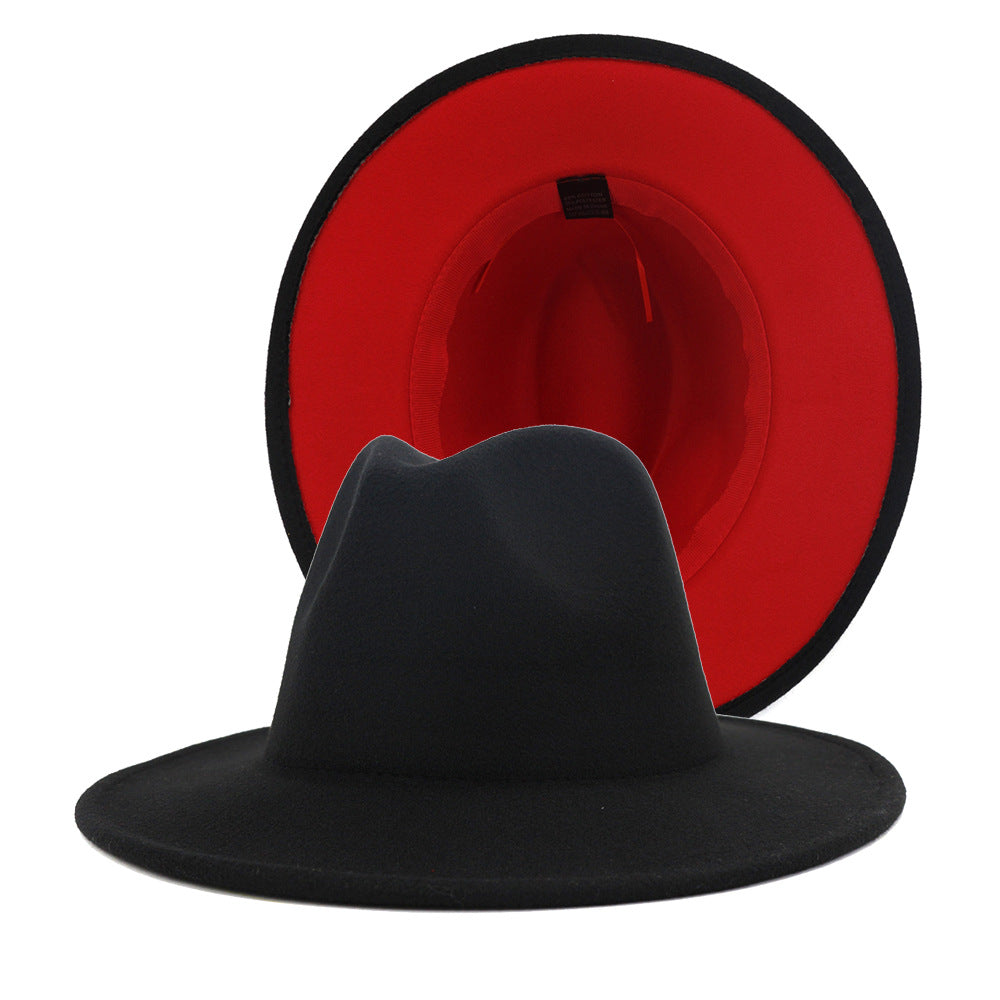 Fedora Hats Unisex - Solid - Red Bottom - 2 Tone