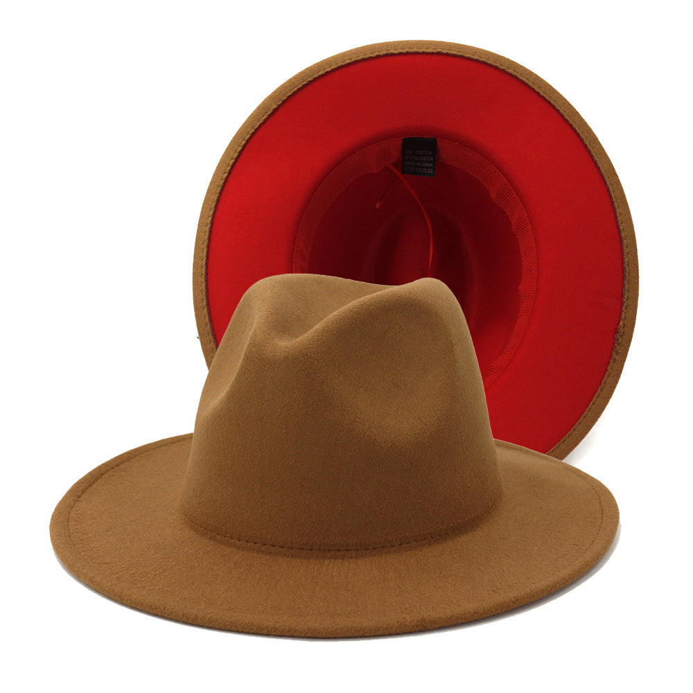 Fedora Hats Unisex - Solid - Red Bottom - 2 Tone