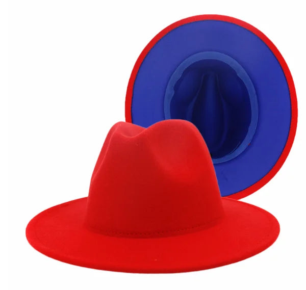 Fedora Hats Unisex - Solid - Red Bottom - 2 Tone