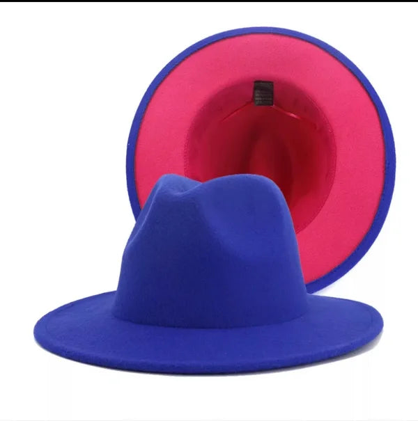 Fedora Hats Unisex - Solid - Red Bottom - 2 Tone