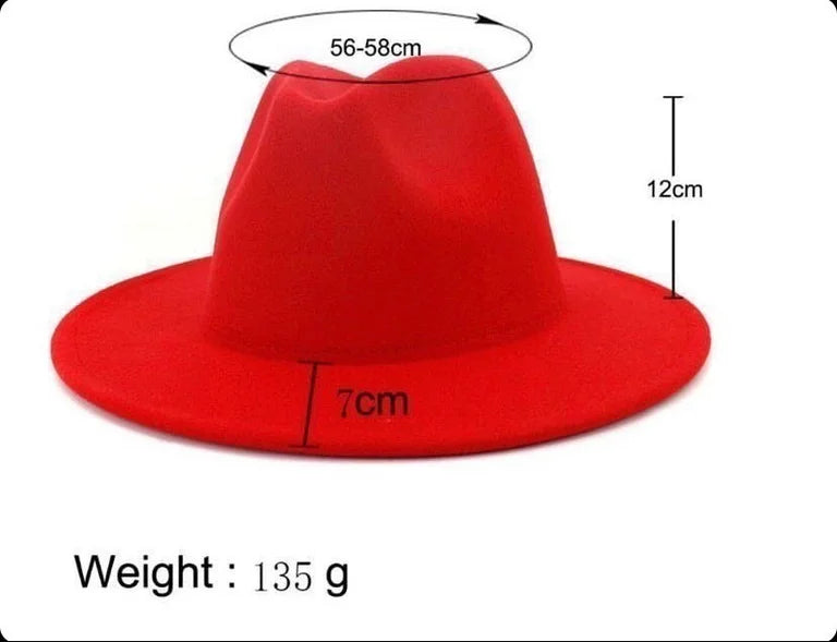 Fedora Hats Unisex - Solid - Red Bottom - 2 Tone