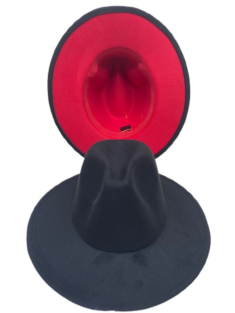 Fedora Hats Unisex - Solid - Red Bottom - 2 Tone